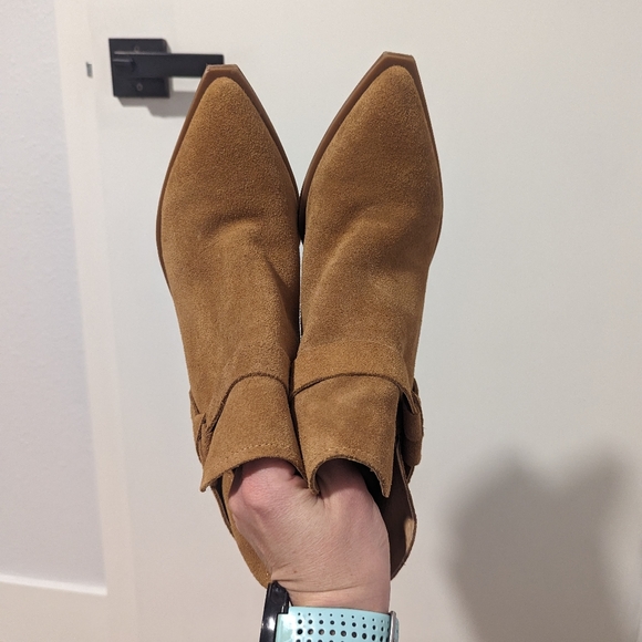 Dolce Vita Leather Ankle Boot Pointed Toe Suede, Camel Tan - Picture 6 of 6